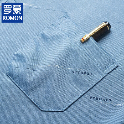 ROMON été d'âge moyen et personnes âgées T-shirt à manches courtes en soie glacée polo à poche pour hommes papa d'âge moyen été à manches mi-longues 9853 bleu + 9915 bleu M 48 recommandé 90-115 Jin Jin équivaut à 0,5 kg