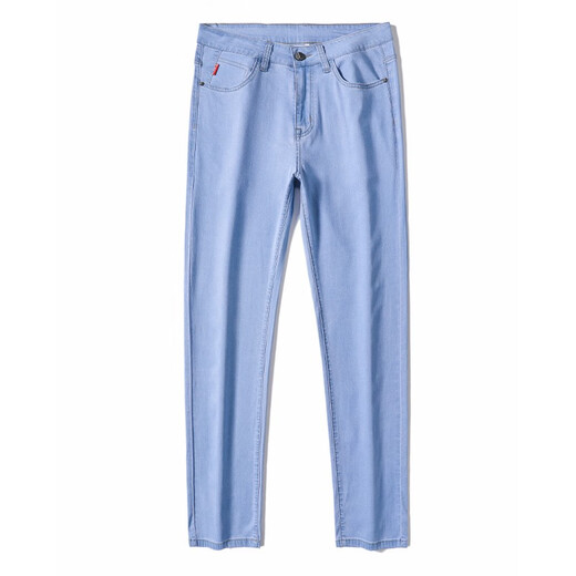 Jeep SpiritJeep Jeep Jeep Summer Jeans para hombres Pantalones de hombres sueltos de hombres de hombres nuevos pantalones elásticos de alta gama FXNZ-9767 Azul de tenis transpirable 32 Círculo de cintura Two Foot Five