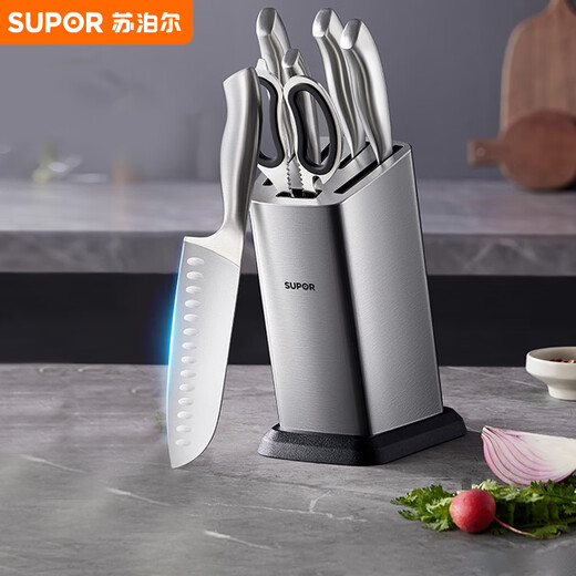 苏泊尔SUPOR 刀具套装套刀菜刀斩骨刀多用刀水果刀剪刀7件套 TK1506E
