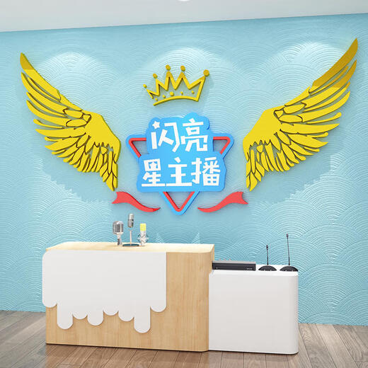 口才教室班级布置装饰播声主持人舞台幼儿园环创背景布机构文化墙 15865闪亮星主播-粉色+白色字2mm 大