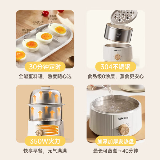 Oaks egg cooker, automatic power off, 2025 new egg cooker, can be scheduled and timed, small mini pot steaming all-in-one machine, breakfast machine, multi-functional anti-dry burning steamer, double layer, can be steamed and cooked, timed, widened and heightened stainless steel