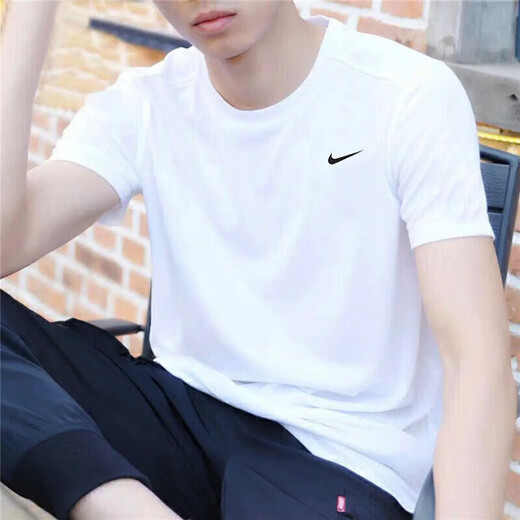 Nike (NIKE) white quick-drying short-sleeved men's ice silk T-shirt breathable thin top White/HV4882-100 L 130-150Jin [Jin equals 0.5 kg]