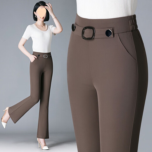 Pantalones de microflar de micro XCFreht para mujeres en primavera y otoño nuevo traje de cintura alta delgada caída casual y pantalones de bengala delgados ligeramente pantalones de corona marrón 6629 26 s tamaño recomendado 85-95Jin [Jin equivale a 0.5 kg]