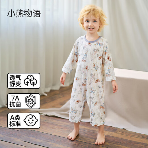 
OUYUN children's pajamas summer thin 2025 new pure cotton boys and girls baby home clothes one-piece air conditioning suit