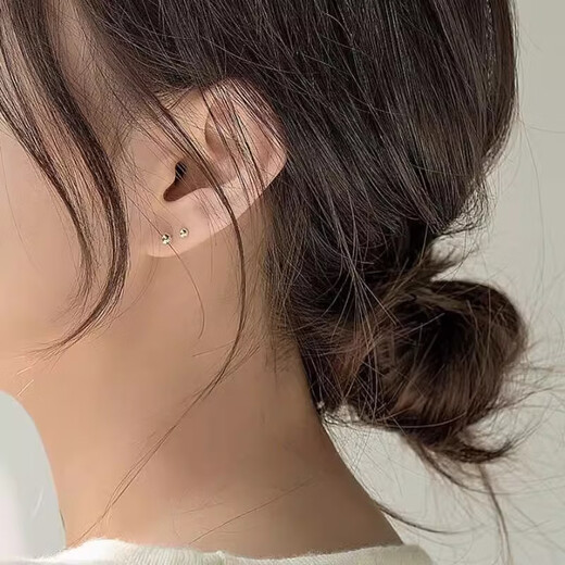 Eve Lauder S999 Pure Silver Earrings Ear Stud Ear Hole Stick Ear Hole No-Pick Female Simple Invisible Tremella Needle New Ear Piercing Students Anti-Blocking 11mm Tremella Stick (10 Pack) - Suitable for Thin Ear Lobes