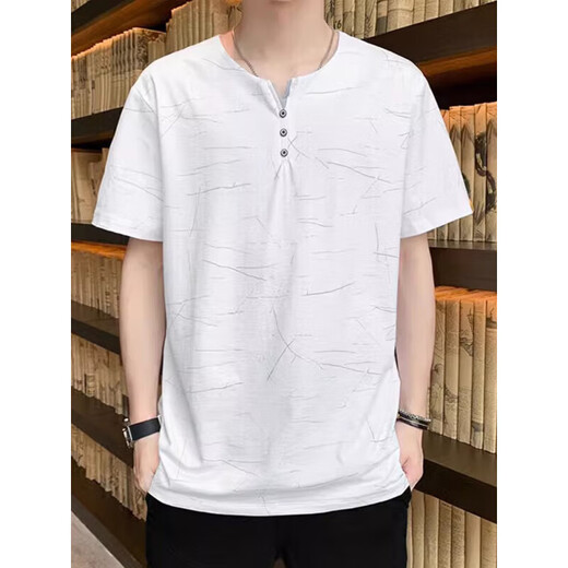 
VANCL 2025 summer short-sleeved T-shirt for men's youth Korean style slim V-neck simple ice silk cool thin summer T-shirt K15911 blue M
