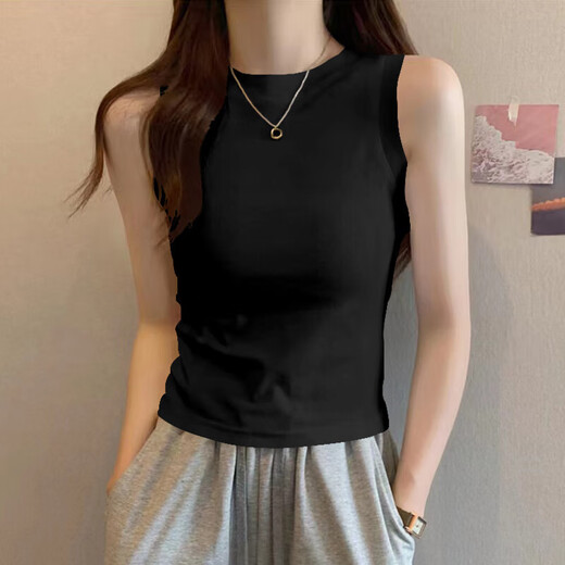 Nuevo chaleco base de moda y versátil para mujeres en verano, top sin mangas de hombro ancho de verano, ropa exterior, sensación de alta gama K11-rosa XL, recomendado 110-125 Jin [Jin iguala 0.5 kg]