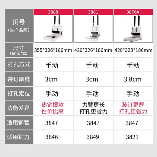 爱普生（）会计凭证装订机办公3888财务专用记账热熔胶管胶装机文件账本 高33669s/3cm装订厚度+203根铆