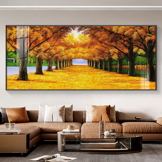 Shantoulin Village NM Gold bedeckte Wohnzimmer Hängende Gemälde moderne atmosphärische Sofa Hintergrund Wanddekoration Malerei Golden Avenue Landschaft Ölmalerei