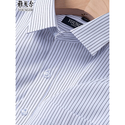 Yager 2025 Sommer neues Hemd der neuen Männer für geschäftliche, eisenfreie, Anti-Falten-Streifen, atmungsaktive Arbeitsplatz-Herrenkleidung DX6624 44 [180-195Jin [Jin ist gleich 0,5 kg]]