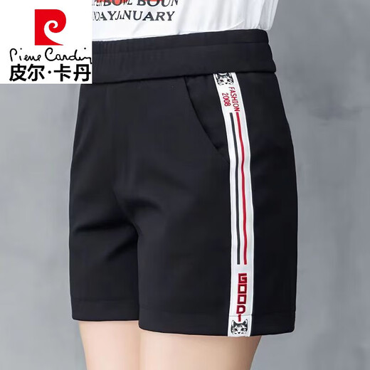 Pierre Cardin, vêtements de mère d'âge moyen, shorts décontractés lâches et polyvalents pour femmes 2025 Été Nouveau taille haute minceur de sports à cinq points Black Black [9928] M recommandé 80-90jin [Jin est égal à 0,5 kg]