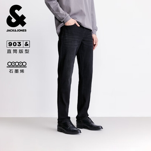 JACK&JONES 25-year men's autumn and winter jeans men's 903 straight graphene warm pants black micro-elastic denim men's pants A16 dark gray denim 31 175 W31/L30