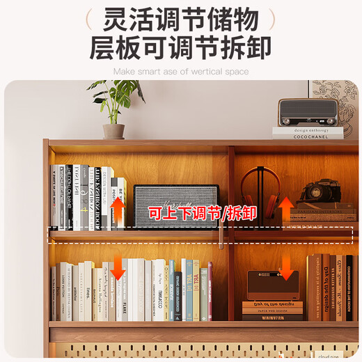 Yimuju solid wood corner desk bookcase bookshelf integrated study desk computer desk writing desk desk desk walnut color 160*100*195cm right bookshelf