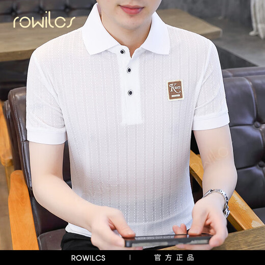 T-shirt de marque Rowilcs Polo à manches courtes pour hommes à manches courtes pour hommes T-shirt en maille à manche à manches à manche à manches à manches à manche W9923 KAKI M (90-100jin [Jin est égal à 0,5 kg]))