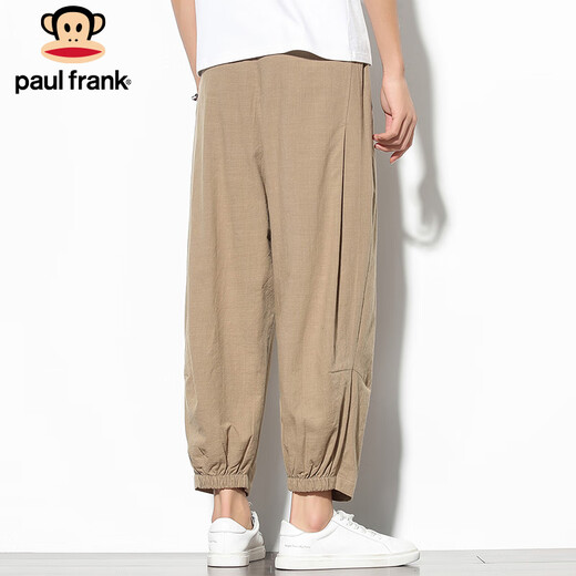 
Big Mouth Monkey (Paul Frank) nine-point pants for men summer loose casual pants for men cotton linen linen bloomers tied feet men's pants ginger 2XL