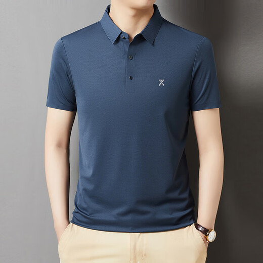 Jinba T-shirt à manches courtes T-shirt Mulberry Silk Summer Casual Awirt Men's Polo T-shirt [Brick Red] 699T Shirt XL 180 / 96A