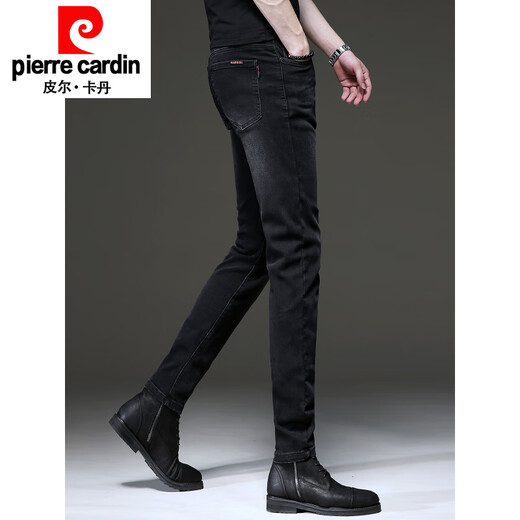 Pierre Cardin 2025 SOMMER SOMMER NEUE HIGH-End Black Strick Jeans Herrenkoreaner Stil Retro Small Foot Stretch Casual Hosen 1049 Grau [Stoff ärgerlich ärgerlich] Dünn 28 [Empfohlen 95-105Jin [Jin entspricht 0,5 kg]]