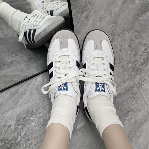 阿迪达斯 （adidas）OriginalsSambaOG经典百搭休闲鞋白色铁灰灰色官方正品 白绿IH4882 36
