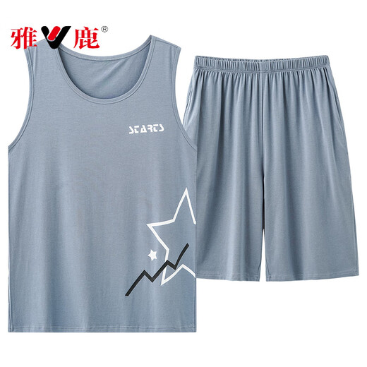 Yalu Herren-Pyjamas Sommermodal Ice Silk Weste Shorts Anzug Teenager große ärmellose Hauskleidung A-12027 2xl