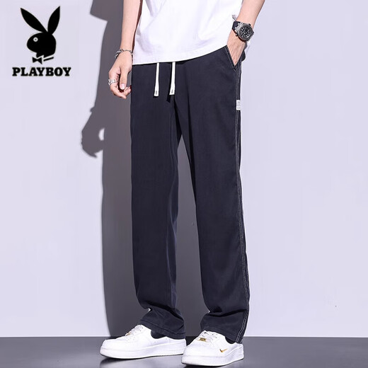 Playboy Ice Silk Pantalon décontracté pour hommes en été mince pantalon droit lâche pour hommes dans la marque de mode masculine polyvalente Sports Men's Cool Long Pantal