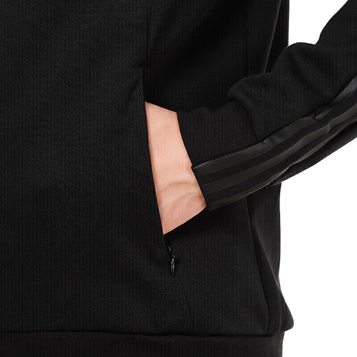 阿迪达斯 （adidas）官方舰店男装夹克 新款运动服跑步健身训练休闲时尚夹克外套 H12217/黑色-修身款/双面针织 S