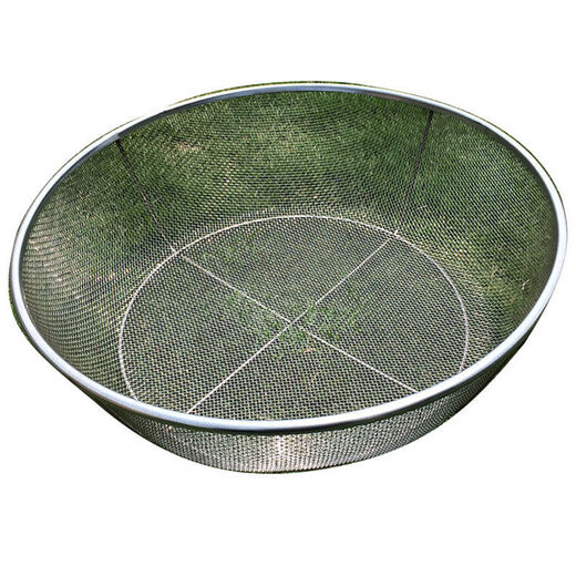 Enshousu stainless steel sieve iron sieve fried dough sticks steel wire oil filter basket round mesh fish drying restaurant draining and drying things household dustpan diameter 52 cm sieve hole 2 mm depth 8 cm