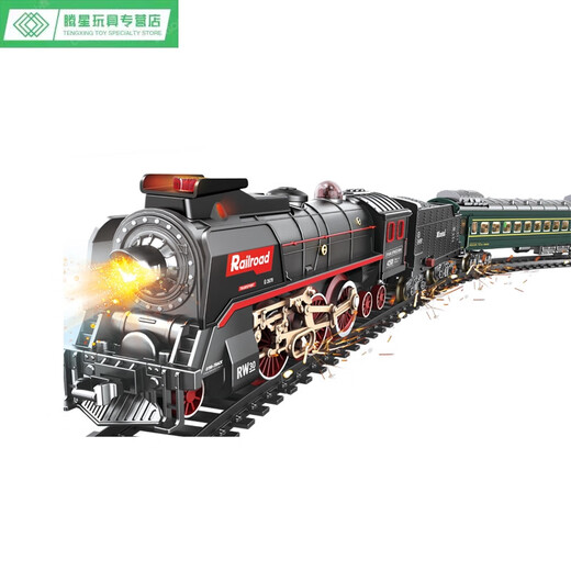 Shantoulin Village Cross-Border Electric Remote Control STEAM Track Track Toys Green Skin Children's Train English Color Box Boy Steam Train 608b