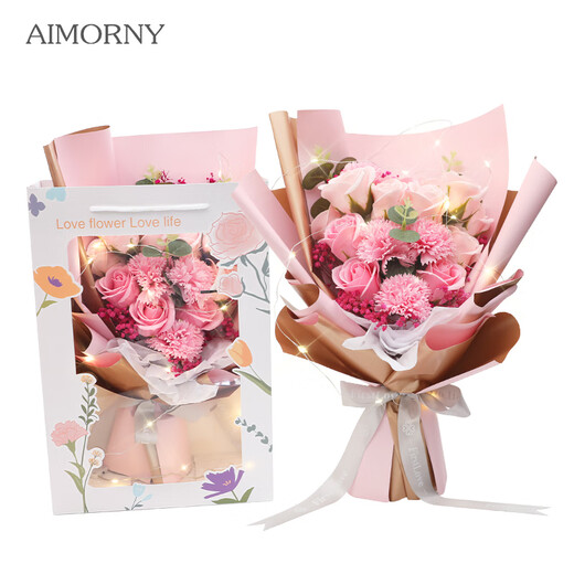 Aimone 16 roses, carnations, eternal soap flowers, same-city delivery, New Year's and Valentine's Day gifts for girlfriend, non-flowers