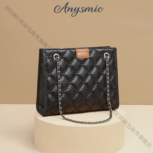 ANYSMIC Bag Women's Bag Luxury Brand Single-Shoulder Diagonal Span Bag Women's 2025 New Genuine Leather Small Flavored Chain Bag Women's Black