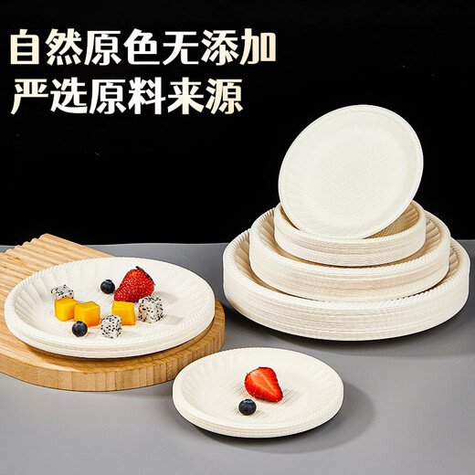 Blue natural corn starch disposable tableware plate large paper plate 8 inches 50 dishes dinner plate