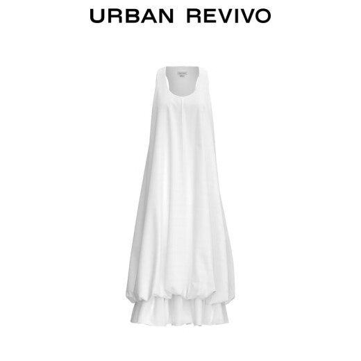 
UR2025 summer new women's clothing vacation-split flower buds U-neck sleeveless dress UIU750001 white M