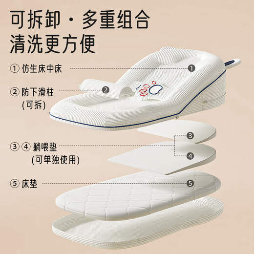 爱宝适婴儿斜坡枕床中床防宝宝吐新生儿喂奶0-3岁可调节哺乳趴睡宝宝枕 豪华版 斜坡枕+腿托