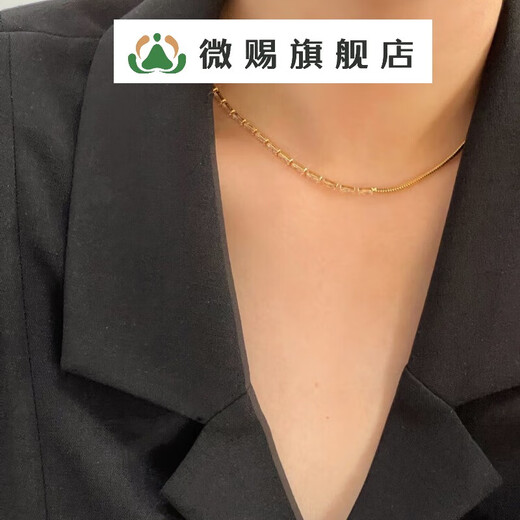 Weici STANDii hand-made simple zircon chain necklace gold and silver versatile texture pendant clavicle chain gold