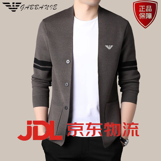 Falai Armani Armani Spring and Autumn New Cardigan Men's Cardigan V-neck Sweater Casual Knit Black M 165/ Recommended Weight 100-120Jin [Jin equals 0.5 kg]