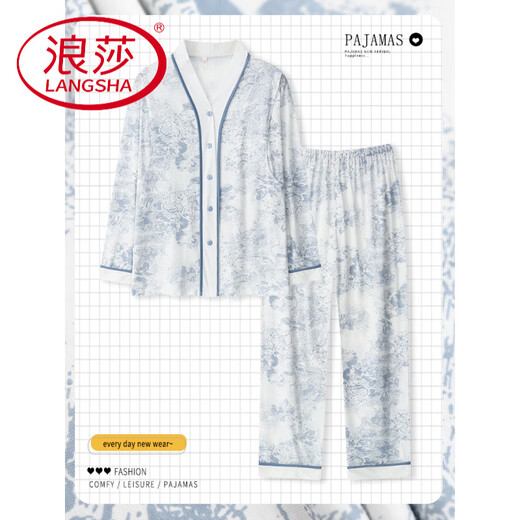 浪莎（LangSha）月子服薄款夏季薄款纯棉产后产妇穿外出全棉纱布哺乳孕妇睡衣套装 1278-LS M 75-95斤
