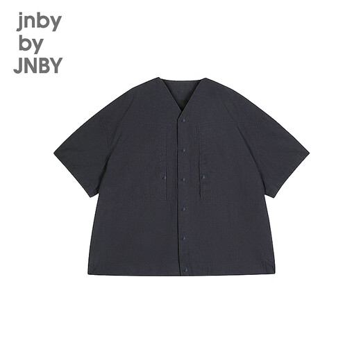 Jnby by JNBY Jiangnan Buyi children's short-sleeved shirt cotton H-shaped V-neck summer boys and girls 1P5212190 413/grey navy 100 cm