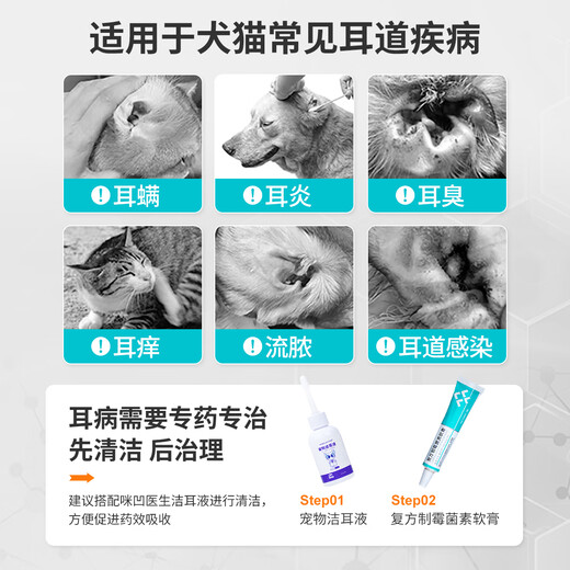 Miao doctor ear mites medicine cats and dogs pet ear itchy ear odor otitis fungus ear drops compound nystatin 10g