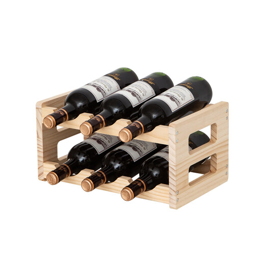Jingmengyuan solid wood red wine rack home creative wine rack wine bottle rack red wine display rack storage wine cabinet decorative ornaments one layer four bottles log color