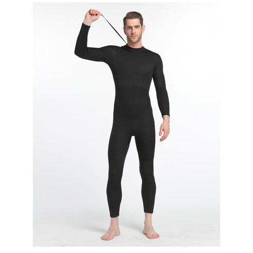 Zailu 15mm one-piece swimsuit men's warm and cold-proof wetsuit long-sleeved one-piece trousers sun protection wetsuit 1342 black 1 point 5mm M M