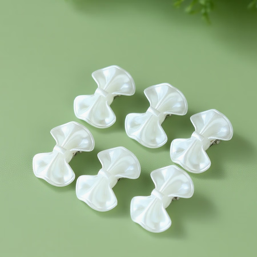 ins simple super fairy temperament bow hair clip gentle sweet girl heart bangs clip side clip Japanese and Korean headdress Pearl white bow hair clip 6 pieces