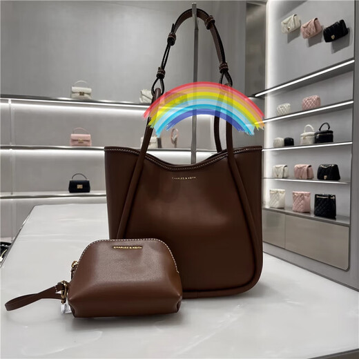 CHARLES&KEITH230782647大容量通勤手提单肩托特包子母包大 奶油黄色