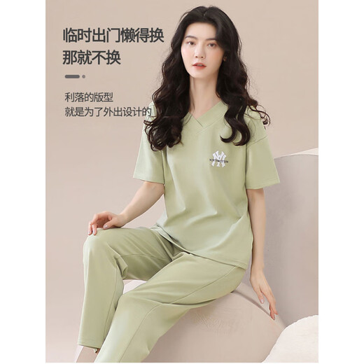 Xia Wa.zhi.Show Pyjamas für Frauen 2025 Neue Sommerpure-Baumwolle können an der Außenseite kurzärmelige Super- und Herbst-Heimbekleidungsset 679 [echtes reines Baumwoll] M (empfohlenes Gewicht 80-100) getragen werden (empfohlenes Gewicht 80-100)