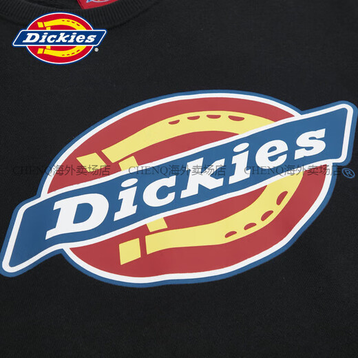 Dickies情侣款印花圆领卫衣套头潮牌男女同款宽松纯棉上衣 黑色12596 XS