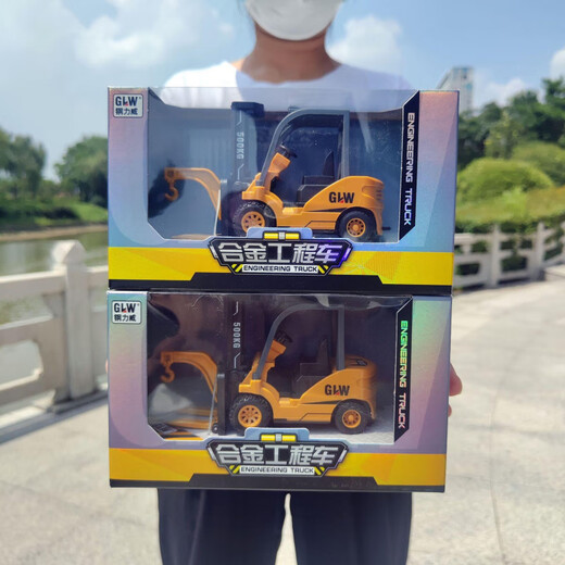 Cartoon peripheral magnetic engineering vehicle children's inertial power alloy engineering vehicle boy excavator bulldozer alloy engineering excavator: 844