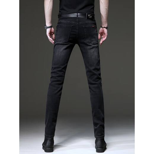 
Tommy Heelly high-end brand black jeans men's 2025 summer new Korean version trend retro small foot stretch pants men 1048 black 28 [two feet one]