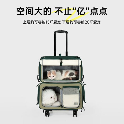 wakytu猫包外出便携双层拉杆包猫咪狗狗背包双宠包大容量宠物行李箱 3.0组合包【猫20斤内狗15斤内】