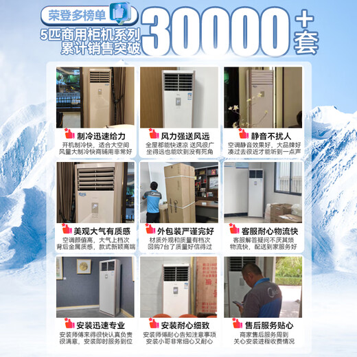 Midea central air conditioning 5 HP cabinet air conditioner commercial 5p vertical cabinet cooling and heating frequency conversion new energy efficiency 380V RFD-120LW/BSDN8Y-PA401(B3)B including 11 meters installation