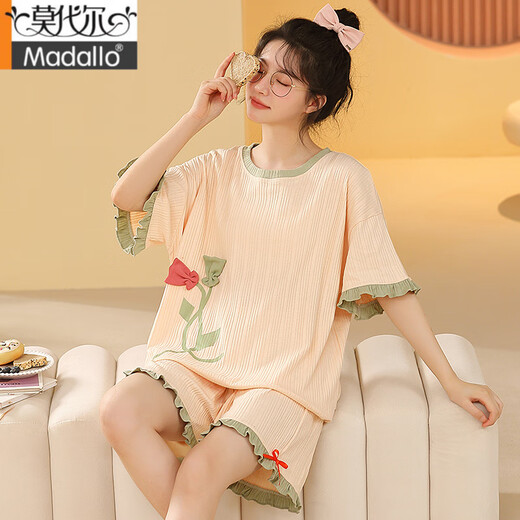 
Modal pajamas women's summer pure cotton Korean cute large-size short-sleeved two-piece suit for outdoor wear summer spring and autumn home clothes GXT6630 M (recommended 75-95 Jin [Jin equals 0.5 kg])
