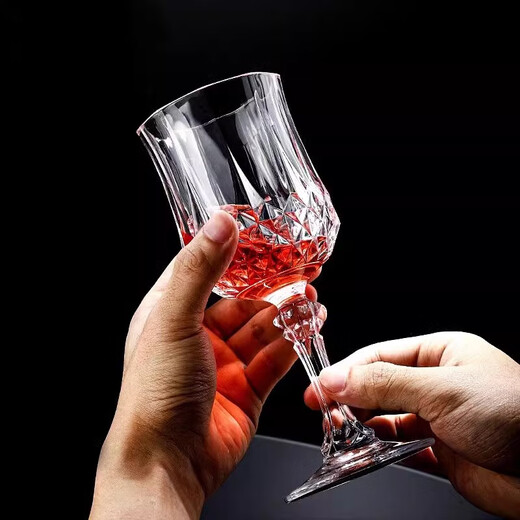 De Faraday red wine glass set for home use diamond crystal high-end wine glass decanter light luxury high-value wine set 6 450ml red wine glasses + silver top + 8-shaped cup holder