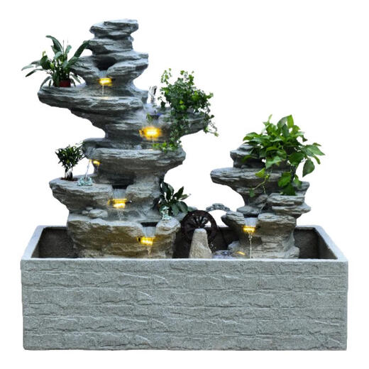 Tiantongtai Floor Rockery fließender Wasserfischteich Zirkulation Wasserfall Wasserfall Fengshui Rad Ornament im Innenhof Wohnzimmer Fortune -Dekoration Landschaft 5052+9039+5010